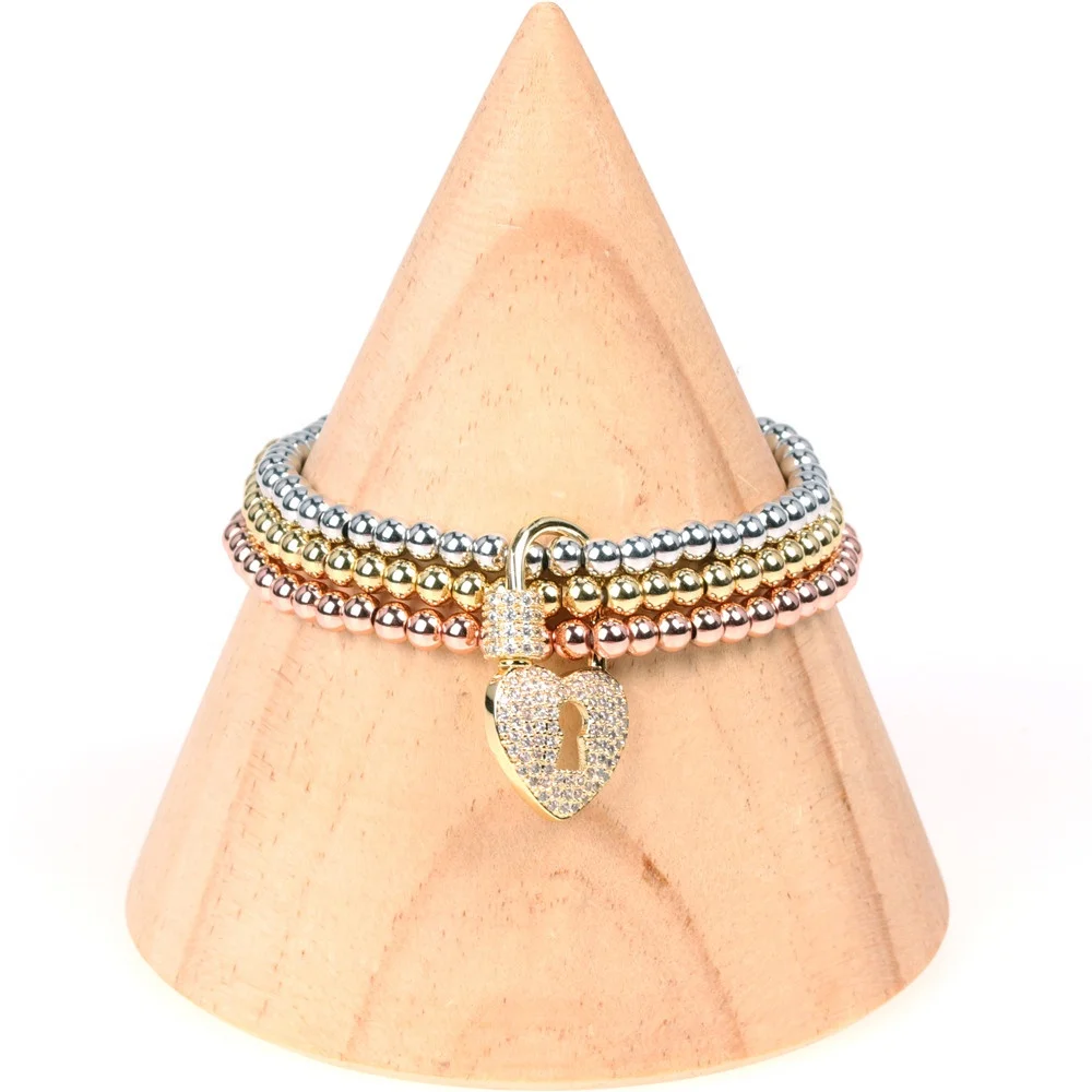 Exquisite Inlaid zircon heart lock bracelet 18k gold plated beaded stretch bracelets
Exquisite Inlaid zircon heart lock bracelet 18k gold plated beaded stretch bracelets
