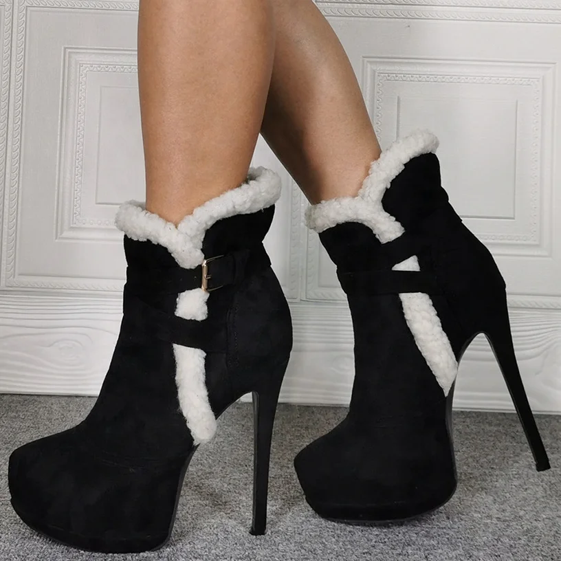 New Fashion Big Size 47 Platform Round Toe Warm Women Ankle Boots Ankle Buckle Strap Thin High Heel Short Booties For Ladies, Black
New Fashion Big Size 47 Platform Round Toe Warm Women Ankle Boots Ankle Buckle Strap Thin High Heel Short Booties For Ladies, Black