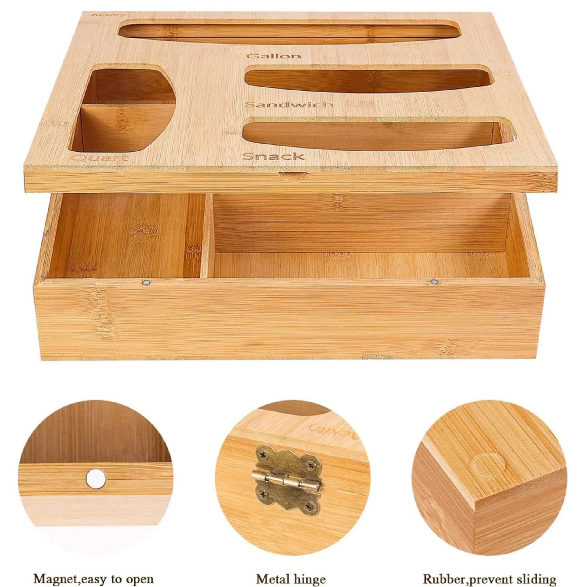 Ziplock Bag Storage Organizer for Drawer - Bamboo Wooden Baggie Kitchen Food Storage Bags Holder
Ziplock Bag Storage Organizer for Drawer - Bamboo Wooden Baggie Kitchen Food Storage Bags Holder