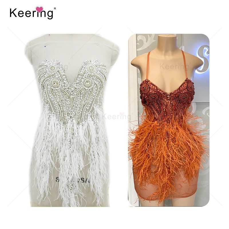 sparkly beaded rhinestone bodice real feather fur applique for bridesmaid bridal dress evening dress, Silver/royal blue/gold/rose gold
sparkly beaded rhinestone bodice real feather fur applique for bridesmaid bridal dress evening dress, Silver/royal blue/gold/rose gold