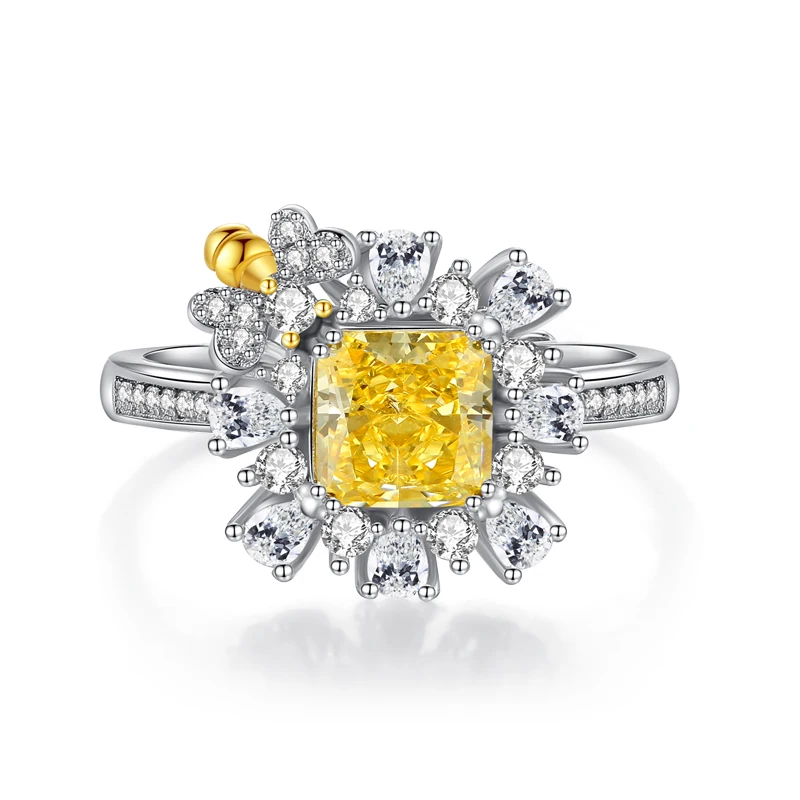 Shinning 925 Sterling Silver Sunflower Ring Adjustable for Women Yellow Zircon Ice Flower Cut Diamond Rings for Girls Jewelry
Shinning 925 Sterling Silver Sunflower Ring Adjustable for Women Yellow Zircon Ice Flower Cut Diamond Rings for Girls Jewelry