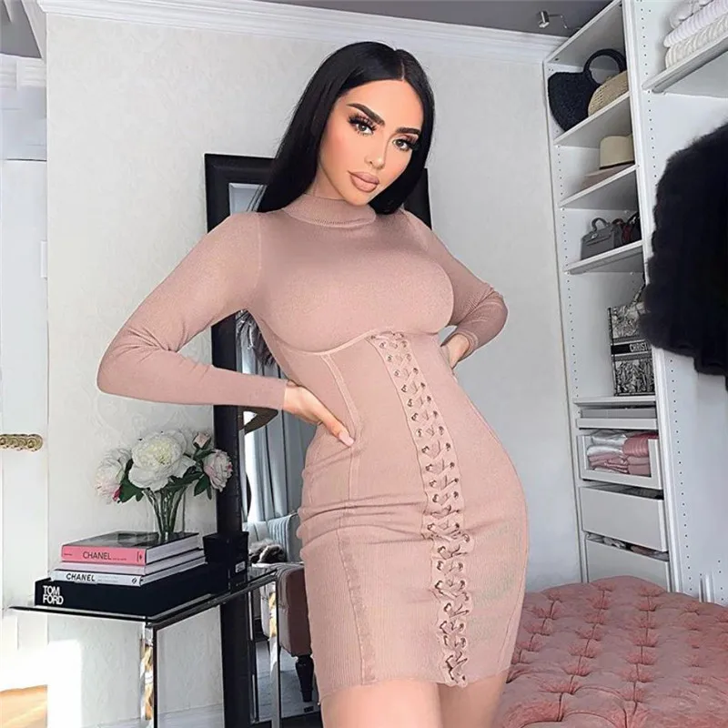 Autumn Women Bandage Drawstring Full Sleeve O-neck Ribbed Dress Skinny Bodycon Streetwear Stretchy Fitness Solid Casual Outfits
Autumn Women Bandage Drawstring Full Sleeve O-neck Ribbed Dress Skinny Bodycon Streetwear Stretchy Fitness Solid Casual Outfits
