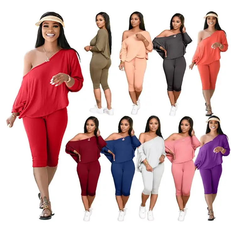 Slant Shoulder Loose plus size two piece set outfit women clothing Fashion Casual Suit H1533, As pictures
Slant Shoulder Loose plus size two piece set outfit women clothing Fashion Casual Suit H1533, As pictures