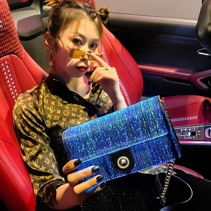 Fashional design women party light up bag luminous fiber optic bag led handbag
Fashional design women party light up bag luminous fiber optic bag led handbag