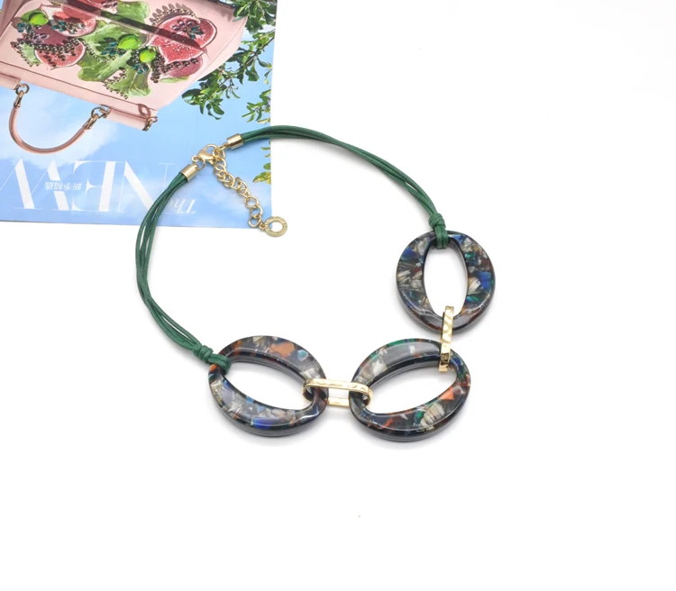 2021 colorful spring summer jewelry for women hoop link rope chain cellulose acetate necklace
