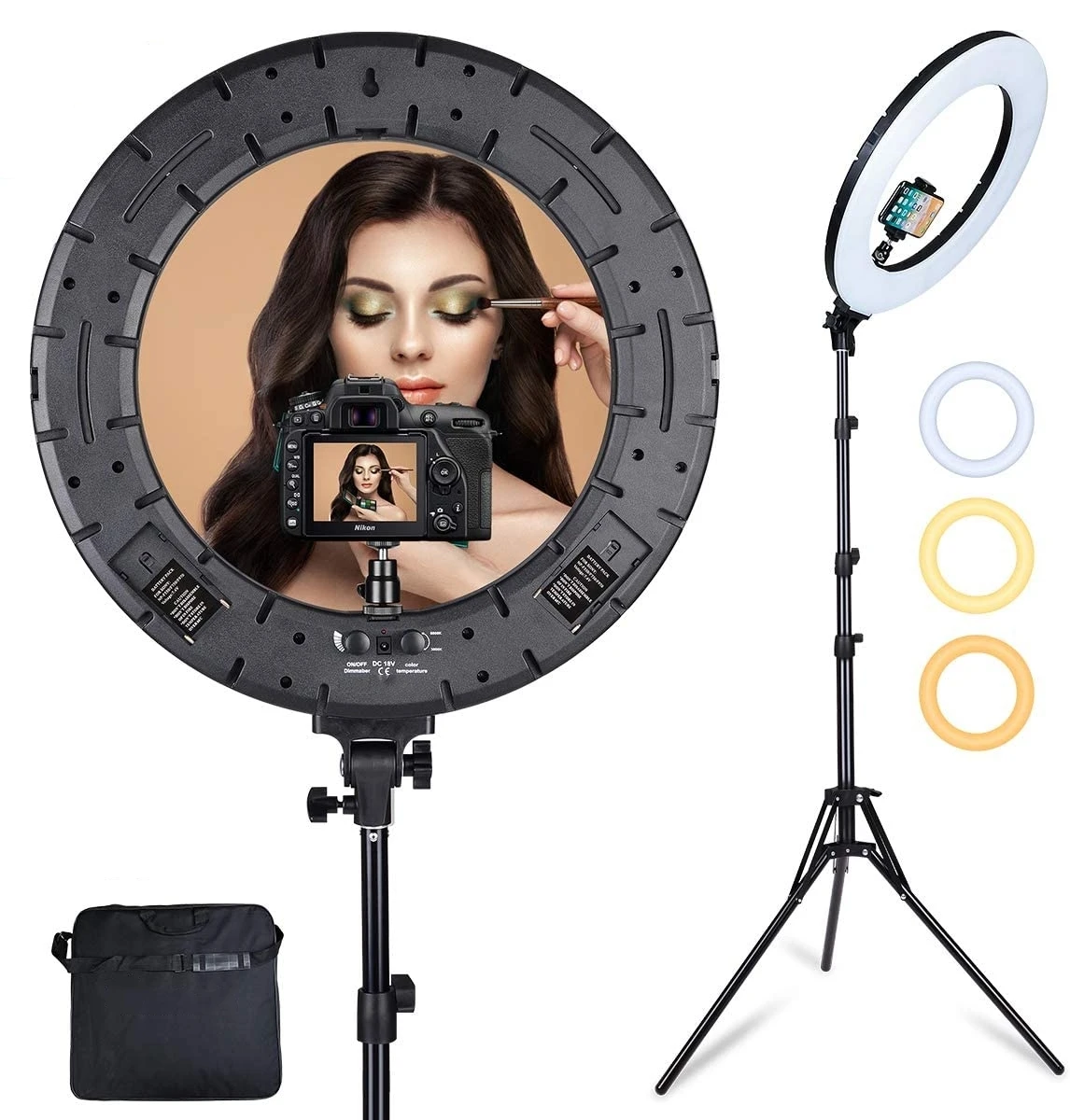 Remote LED Ring Light 18 Inch Ringlight Photography Ring Lamp Makeup LED with Stand Hot Shoe for Camera and phone
Remote LED Ring Light 18 Inch Ringlight Photography Ring Lamp Makeup LED with Stand Hot Shoe for Camera and phone