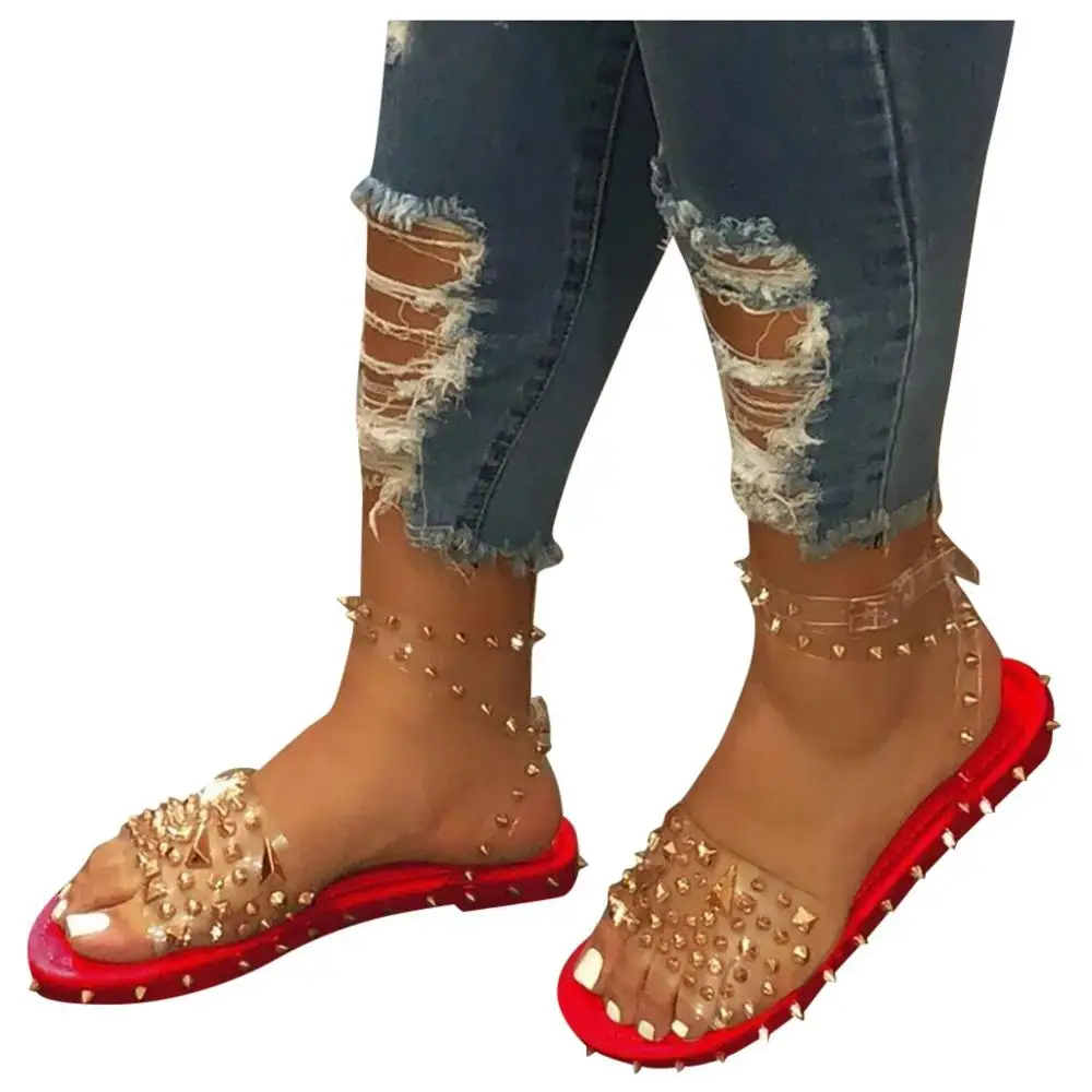 2020 Summer Woman slippers Rivet Flat Slides Mujer Ankle Strap Flats Shoes Women's Plus Size summer rivets open toe Sandals
2020 Summer Woman slippers Rivet Flat Slides Mujer Ankle Strap Flats Shoes Women's Plus Size summer rivets open toe Sandals