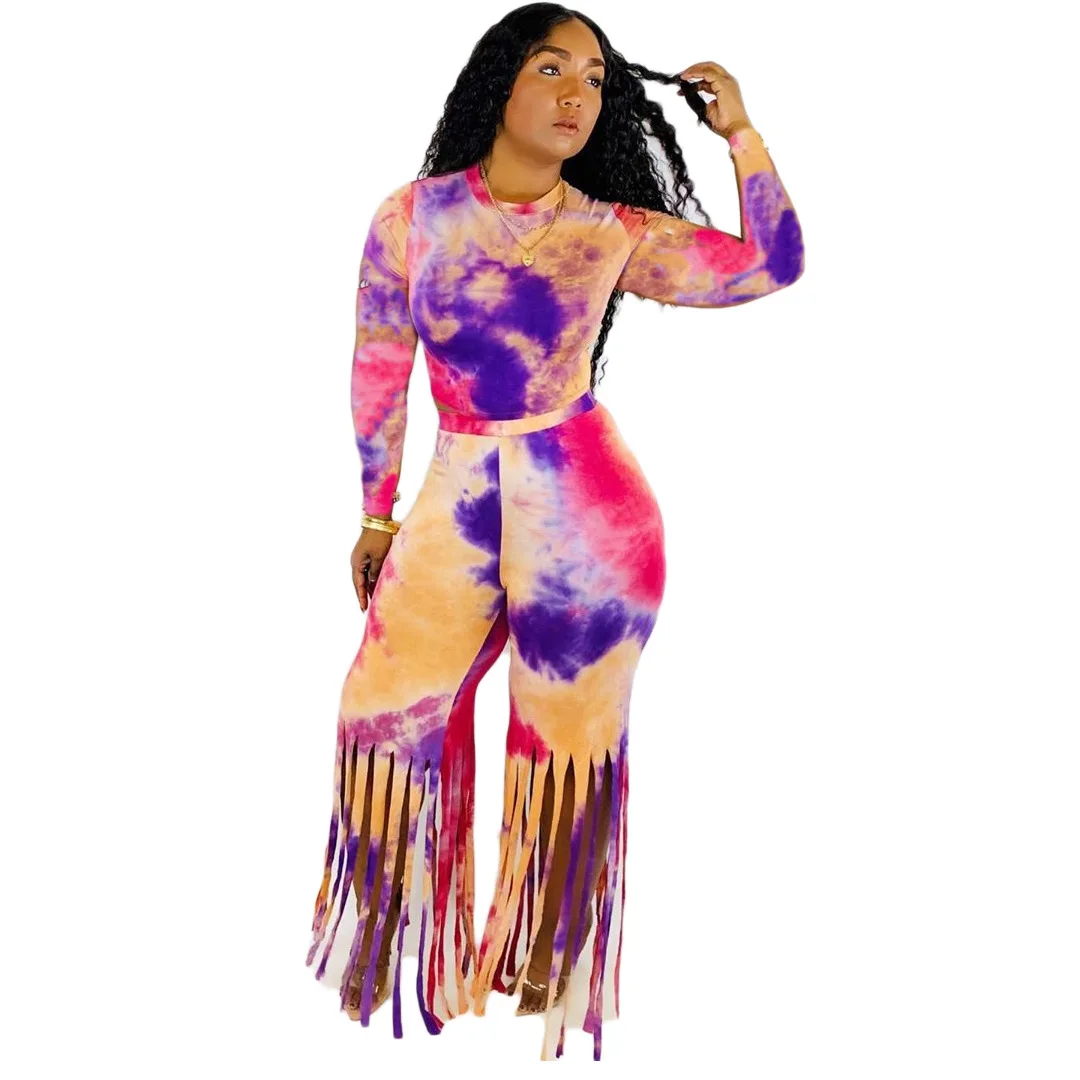 2021 New arrivals In Stock women o neck long sleeve Tassel top and pants casual two piece set
2021 New arrivals In Stock women o neck long sleeve Tassel top and pants casual two piece set