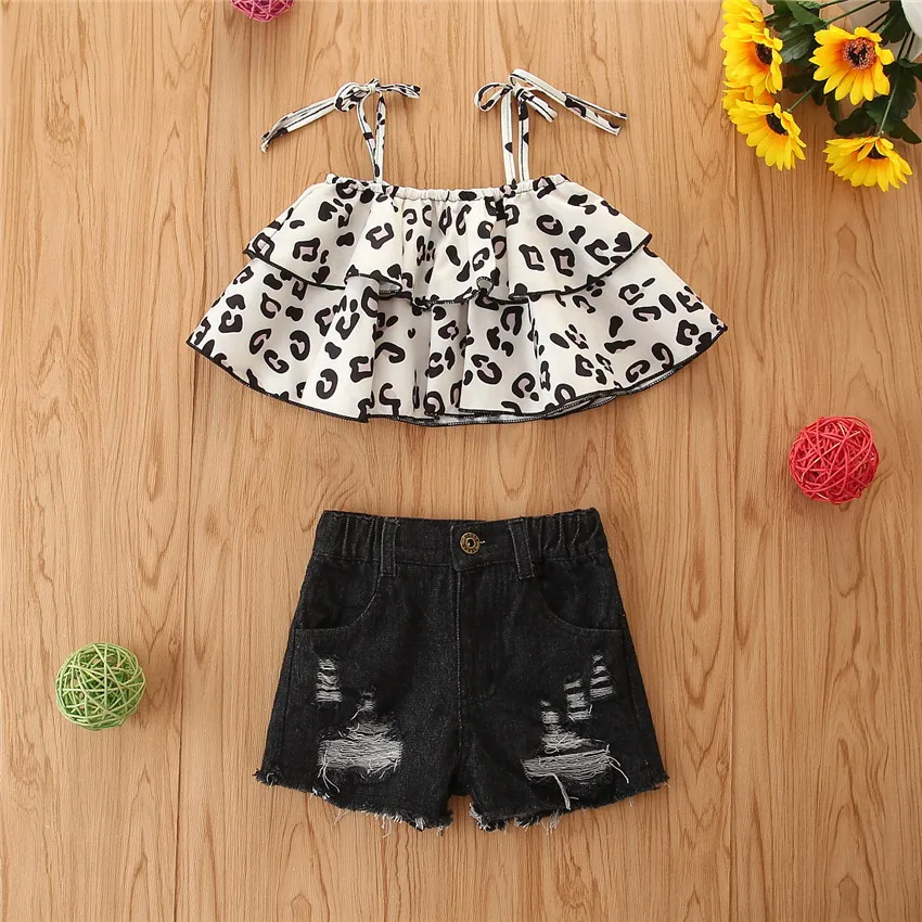 4290 Summer Infant Baby Girl Clothes Sets Leopard Print Sling off shoulder Tops Denim Shorts children kids Clothing Outfit Sets, As picture
4290 Summer Infant Baby Girl Clothes Sets Leopard Print Sling off shoulder Tops Denim Shorts children kids Clothing Outfit Sets, As picture