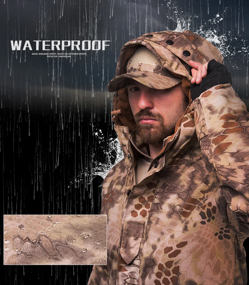 Camouflage Tactical Jacket Men Waterproof Warm Thick Fleece Hiking Jacket Men Windbreaker Hooded Army Military Coat
Camouflage Tactical Jacket Men Waterproof Warm Thick Fleece Hiking Jacket Men Windbreaker Hooded Army Military Coat