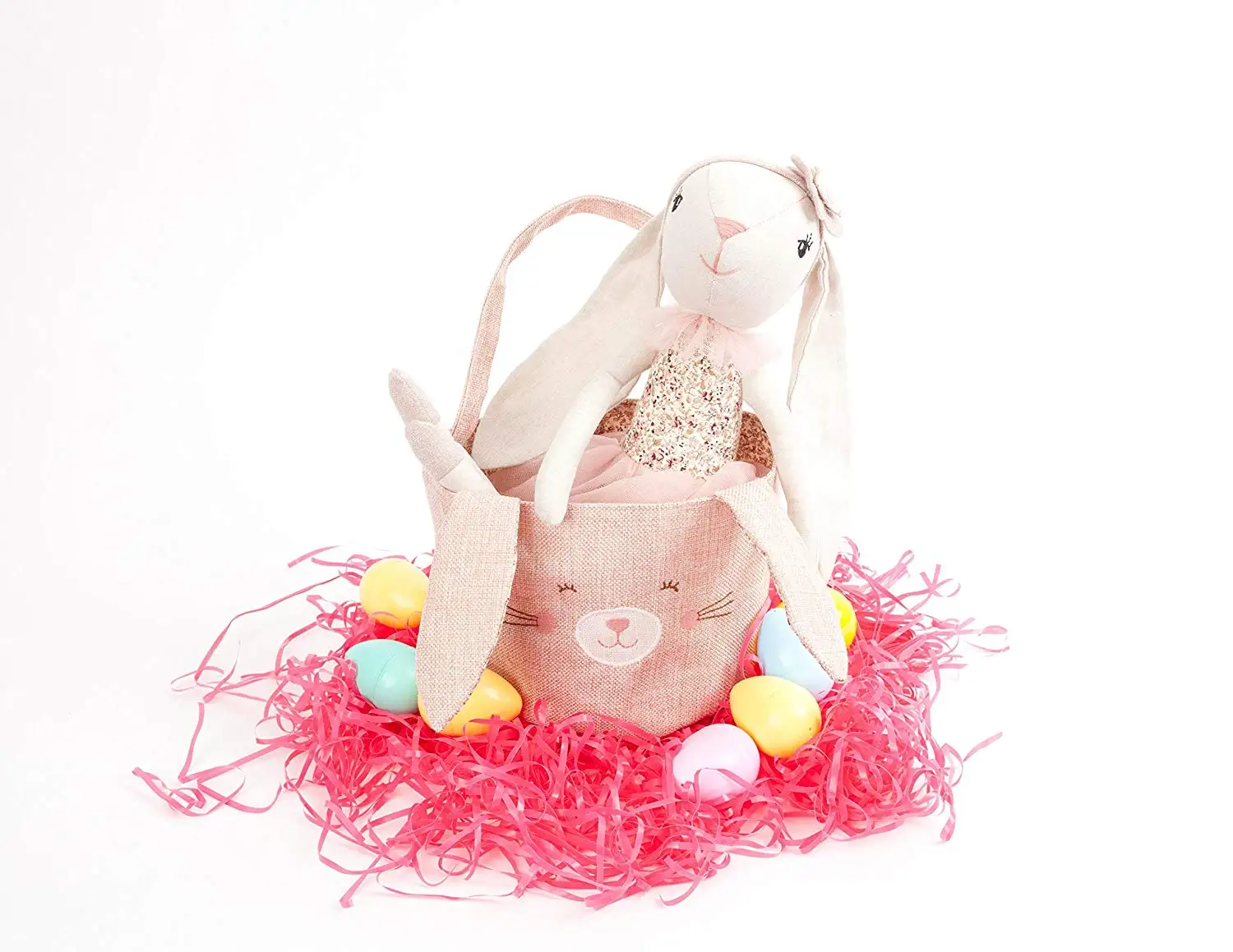kids easter bunny rabbit canvas toy basket easter eggs candies