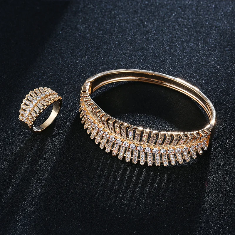Luxury Fishbone Shape Bangle Ring Sets Fashion Dubai Silver Bridal Jewelry Sets For Women Wedding, Gold/silver plated
Luxury Fishbone Shape Bangle Ring Sets Fashion Dubai Silver Bridal Jewelry Sets For Women Wedding, Gold/silver plated