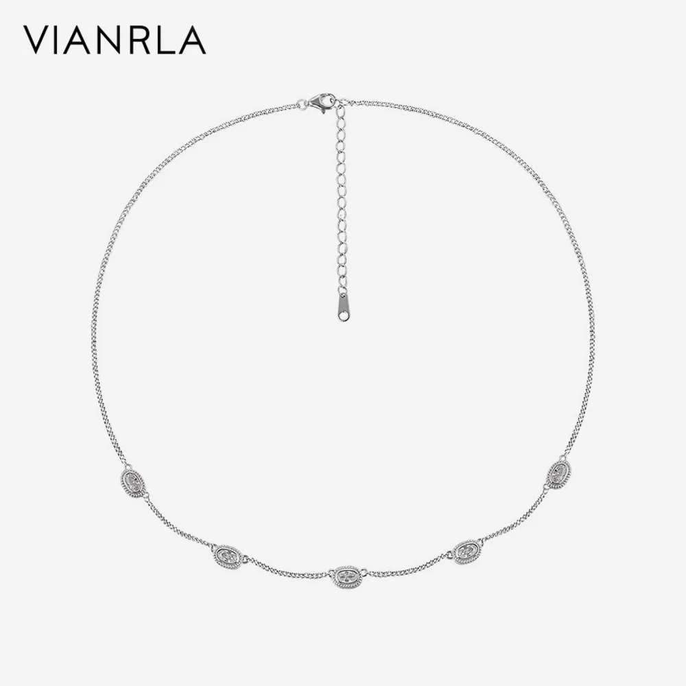

VIANRLA Necklace 925 Sterling Silver Bead Pendant Herringbone Chain 18k Gold Necklace Dainty Jewelry