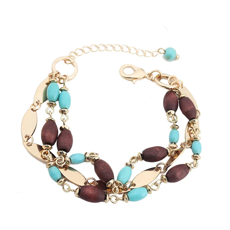 Gold Bohemian Turquoise fashion wood bead Individual Character Bracelet for Women Girl Hit Sale jewelry
Gold Bohemian Turquoise fashion wood bead Individual Character Bracelet for Women Girl Hit Sale jewelry