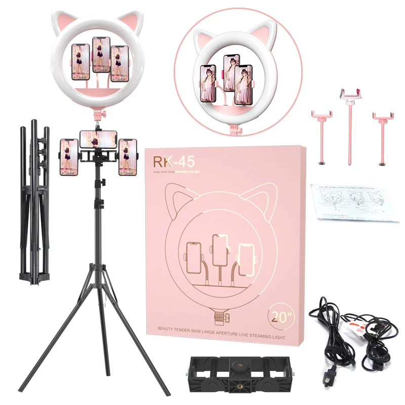 RK45 cat ear shape 20 inch Ring light Photography selfie led makeup led ring light with tripod stand for YouTube Video
RK45 cat ear shape 20 inch Ring light Photography selfie led makeup led ring light with tripod stand for YouTube Video