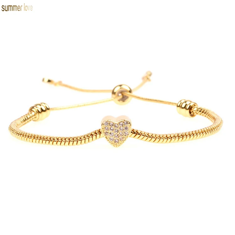 Gold Plated Beads Adjustable Copper Zirconia Love Screw Crystal Heart Charm Snake Chain Women Men Bracelet
Gold Plated Beads Adjustable Copper Zirconia Love Screw Crystal Heart Charm Snake Chain Women Men Bracelet