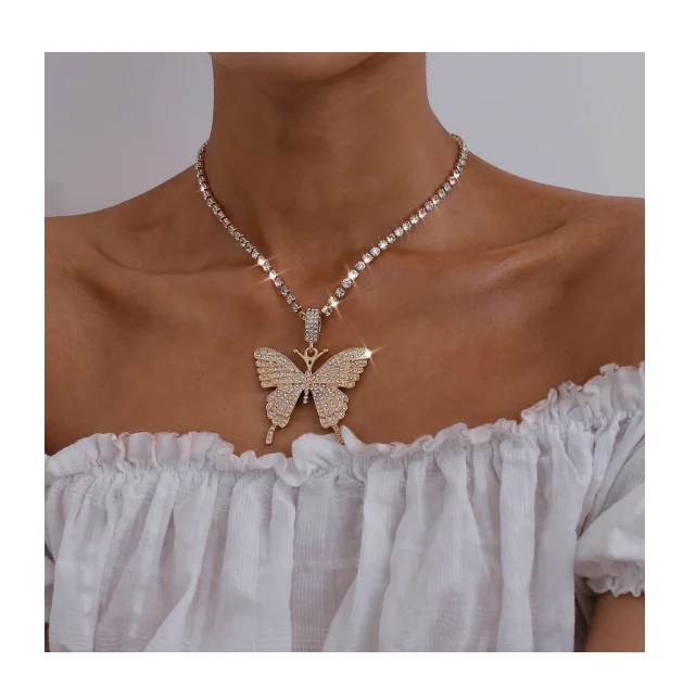 CZ Diamond Butterfly Iced Out Link Chain Jewelry Silver Plated Pearl Crystal Tennis Zircon Necklace
CZ Diamond Butterfly Iced Out Link Chain Jewelry Silver Plated Pearl Crystal Tennis Zircon Necklace