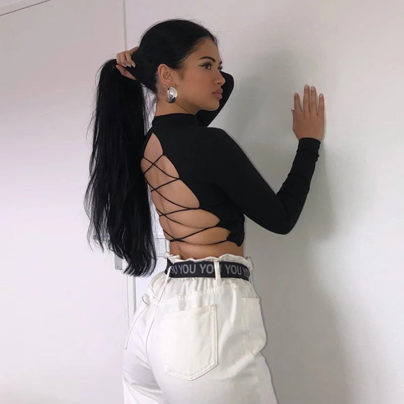 Round Neck Long Sleeve Sexy Wholesale Women's Backless Strapless Slim Crop Top T-shirt Women, Customized color
Round Neck Long Sleeve Sexy Wholesale Women's Backless Strapless Slim Crop Top T-shirt Women, Customized color