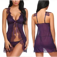 

Newest Backless Babydoll Lingerie Women Lace Underwear Lingerie With Panty Dress Lingeries