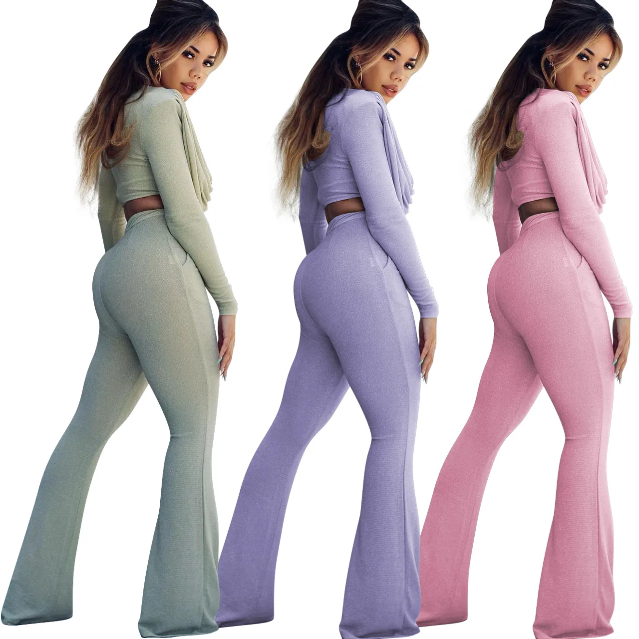2021 autumn Slim bell-bottoms Pile women clothing trendy jogger set long sleeve autumn two piece flare pant set
2021 autumn Slim bell-bottoms Pile women clothing trendy jogger set long sleeve autumn two piece flare pant set