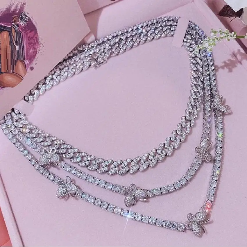 Hip Hop Mini Butterfly Charm CZ Tennis Chain Necklace Women diamond tennis chain butterfly choker necklace jewelry
Hip Hop Mini Butterfly Charm CZ Tennis Chain Necklace Women diamond tennis chain butterfly choker necklace jewelry