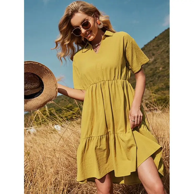 PEARL robe femme 2021 Short Sleeve Solid Color Woman Casual Dress Women Summer Dresses
PEARL robe femme 2021 Short Sleeve Solid Color Woman Casual Dress Women Summer Dresses