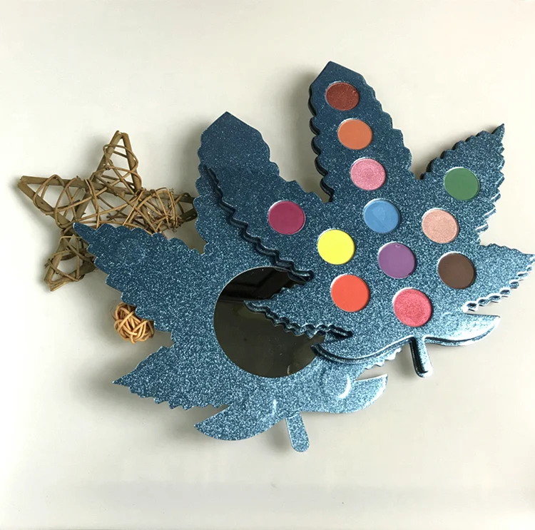 Custom Cannabis Pallet 12 Color Makeup Cosmetics Leaf Shape Glitter Eye Shadow Palette with Makeup Mirror
Custom Cannabis Pallet 12 Color Makeup Cosmetics Leaf Shape Glitter Eye Shadow Palette with Makeup Mirror
