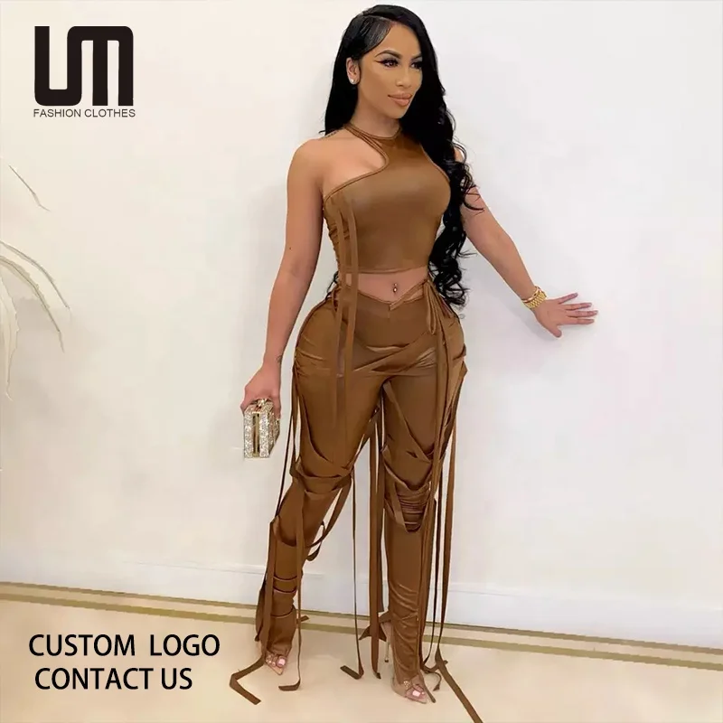 Liu Ming Wholesale Female Fashion PU Leather Irregular Crop Top And Lace Up Fringe Pants 2 Piece Set
Liu Ming Wholesale Female Fashion PU Leather Irregular Crop Top And Lace Up Fringe Pants 2 Piece Set