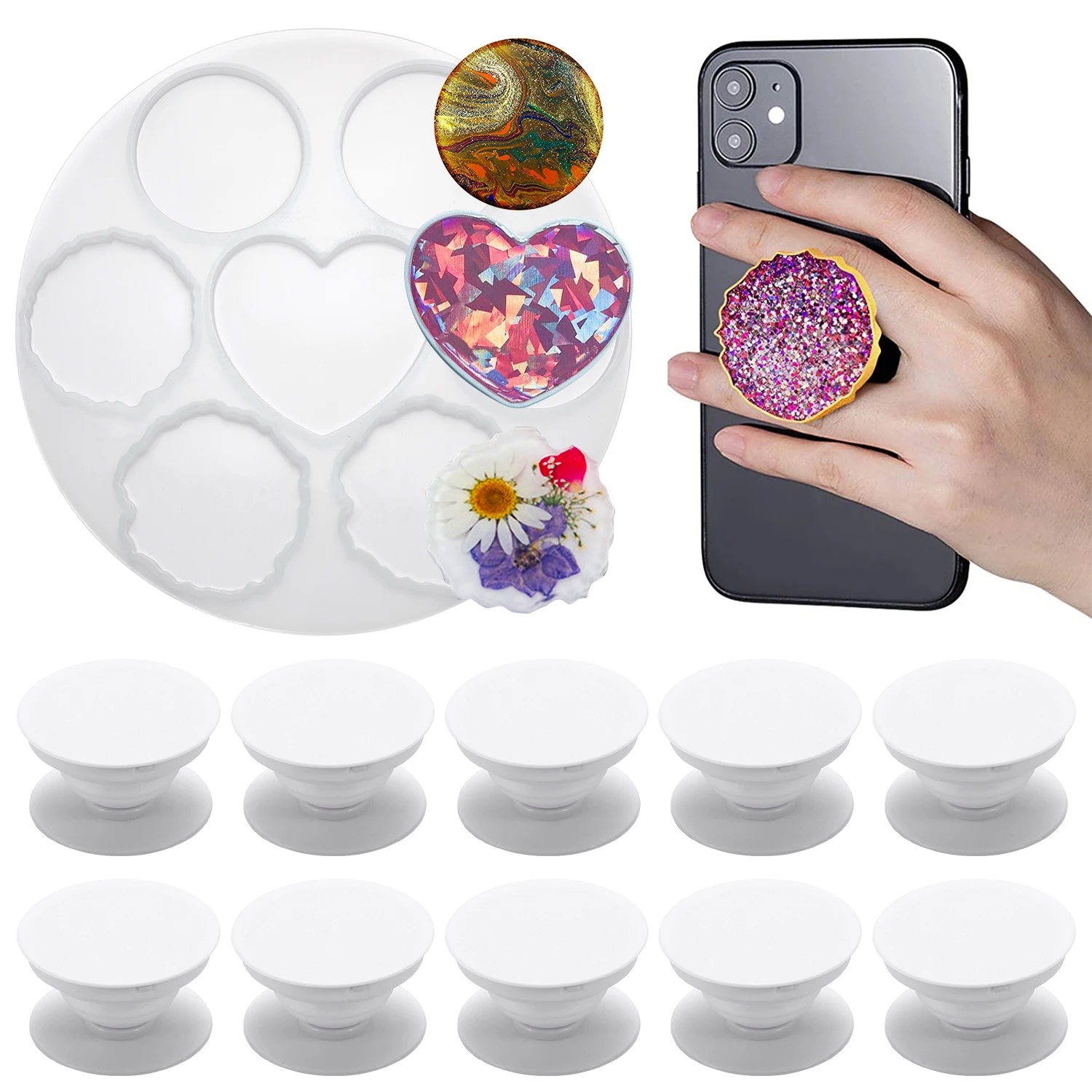 DIY Crystal Epoxy Resin Mold Mobile Phone Bracket Irregular Marble Round Silicone Mold For Resin
DIY Crystal Epoxy Resin Mold Mobile Phone Bracket Irregular Marble Round Silicone Mold For Resin