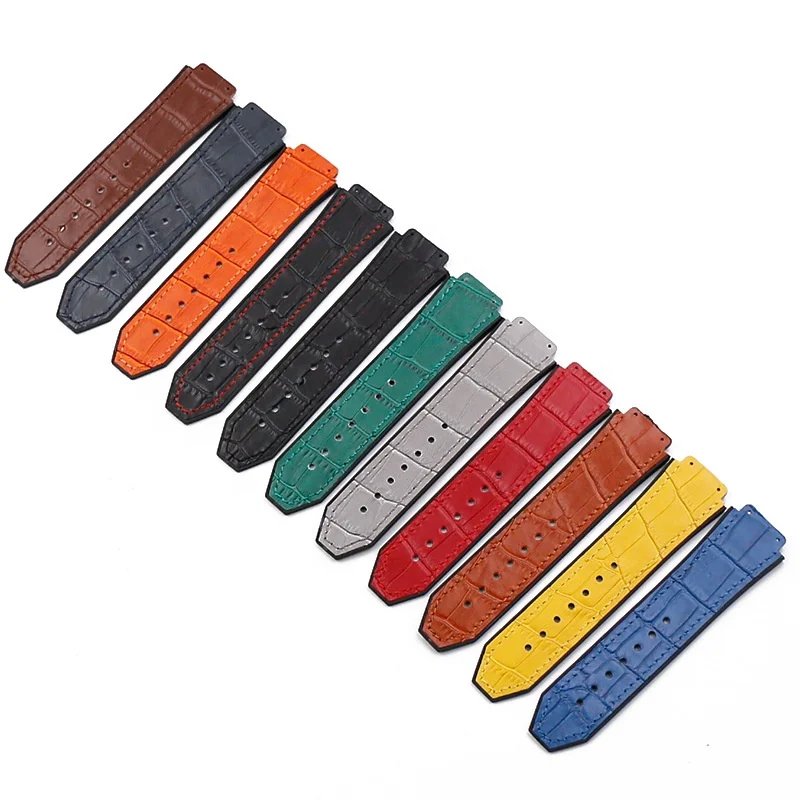 luxury branded watch replacement multi color watch straps leather and silicon 25mm rubber watch band
luxury branded watch replacement multi color watch straps leather and silicon 25mm rubber watch band