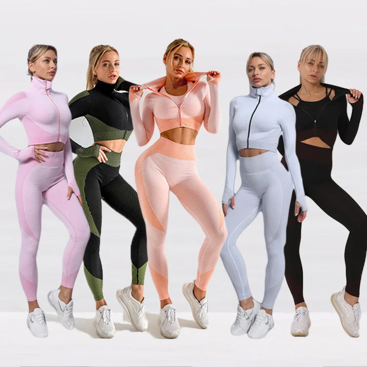 2021 Running Sportswear 3 Pcs Multi Color High Waisted Seamless Yoga Sets for Women
2021 Running Sportswear 3 Pcs Multi Color High Waisted Seamless Yoga Sets for Women