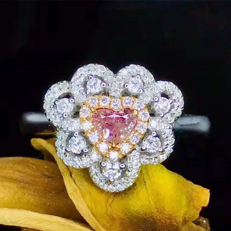 newest European bridal wedding gemstone jewelry 18k gold 0.23ct South Africa natural pink diamond ring for women
newest European bridal wedding gemstone jewelry 18k gold 0.23ct South Africa natural pink diamond ring for women