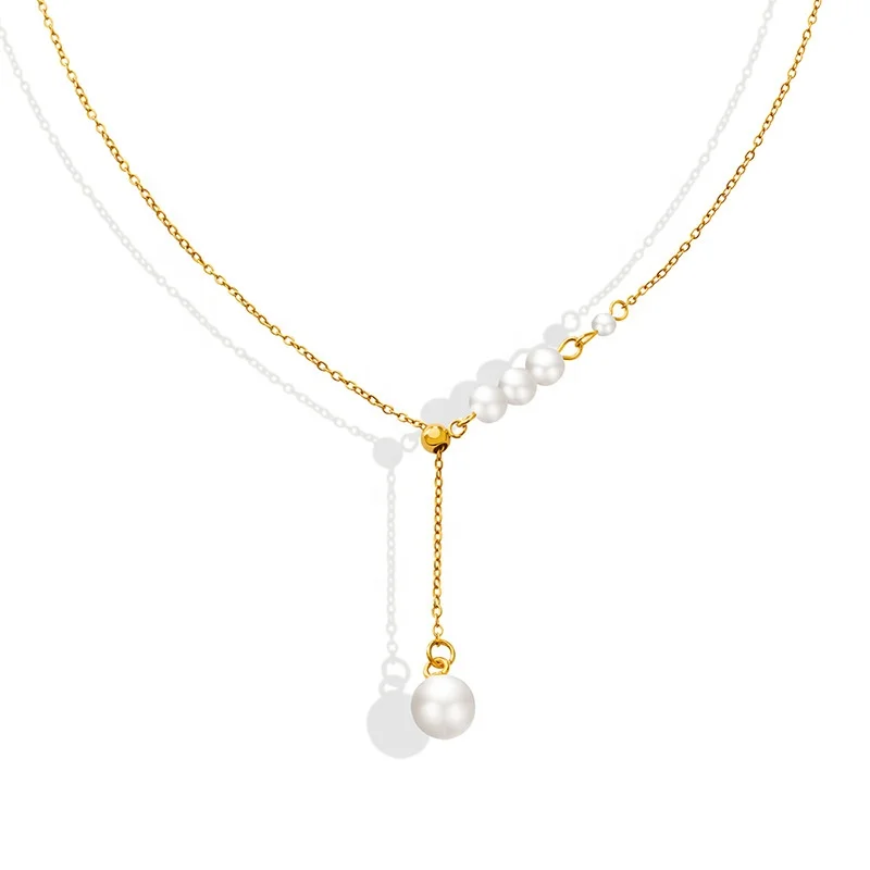 Simple New Design Fashion Jewelry Original Stainless Steel Gold Plated Pearl Pendant Woman Luxury Necklace
Simple New Design Fashion Jewelry Original Stainless Steel Gold Plated Pearl Pendant Woman Luxury Necklace