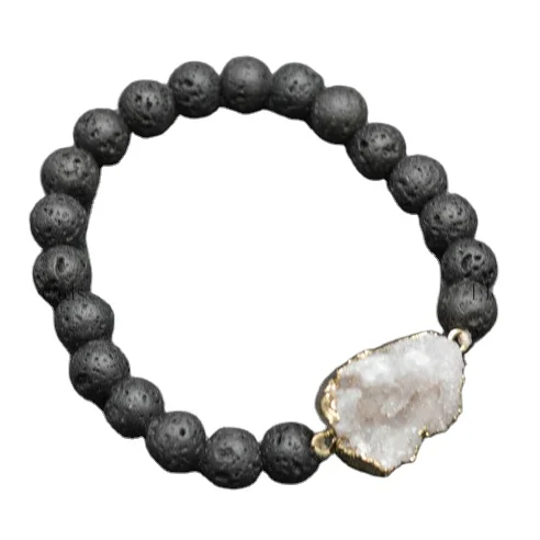 8mm Black Lava Round Beads Natural White Druzy Charm Bracelets Elastic Line Stretch Man's Jewelry
8mm Black Lava Round Beads Natural White Druzy Charm Bracelets Elastic Line Stretch Man's Jewelry