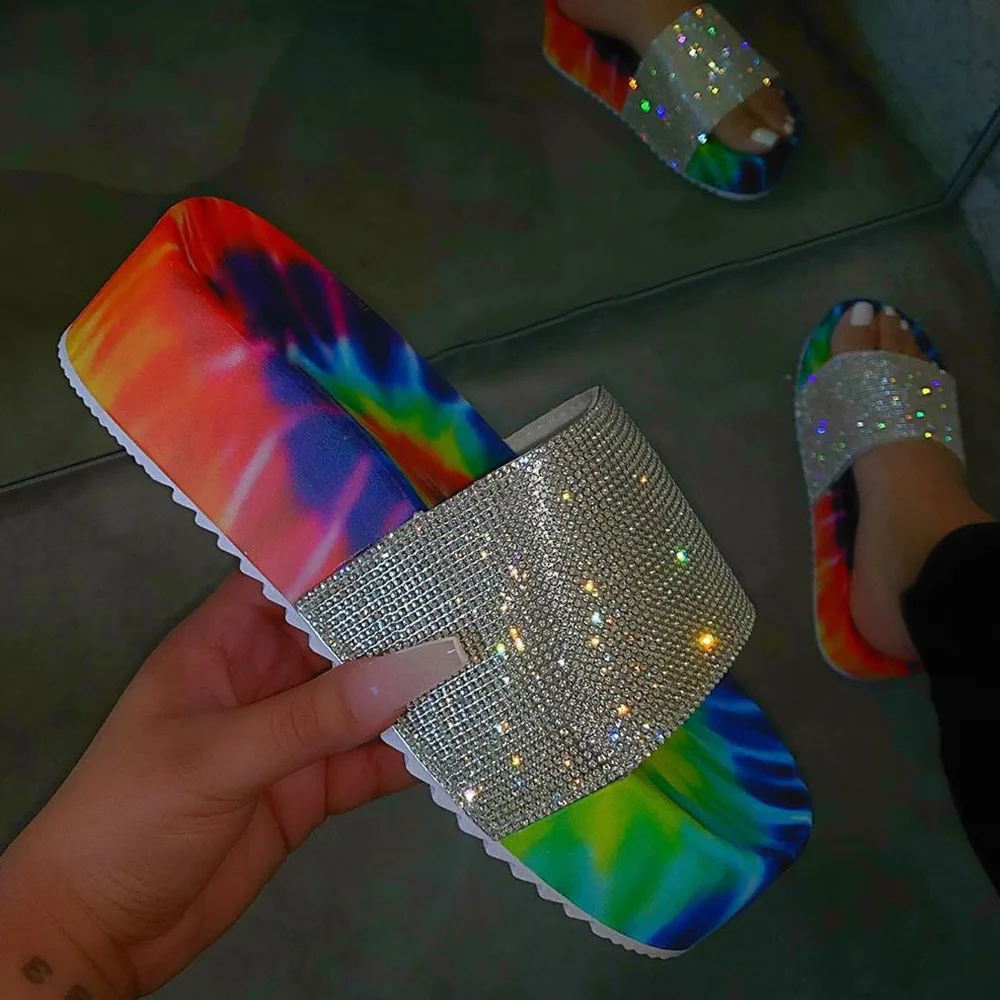 SD-206 latest Rainbow tie dye print platform thick sole slipper for women high heels with sequined cross strap beach sandals, Picture show
SD-206 latest Rainbow tie dye print platform thick sole slipper for women high heels with sequined cross strap beach sandals, Picture show