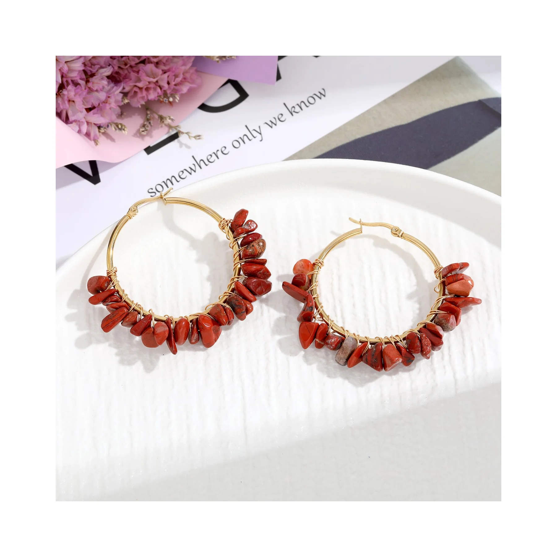 HP Retro natural stone earrings stainless Steel crystal natural stone earring hoop earrings & charms
HP Retro natural stone earrings stainless Steel crystal natural stone earring hoop earrings & charms