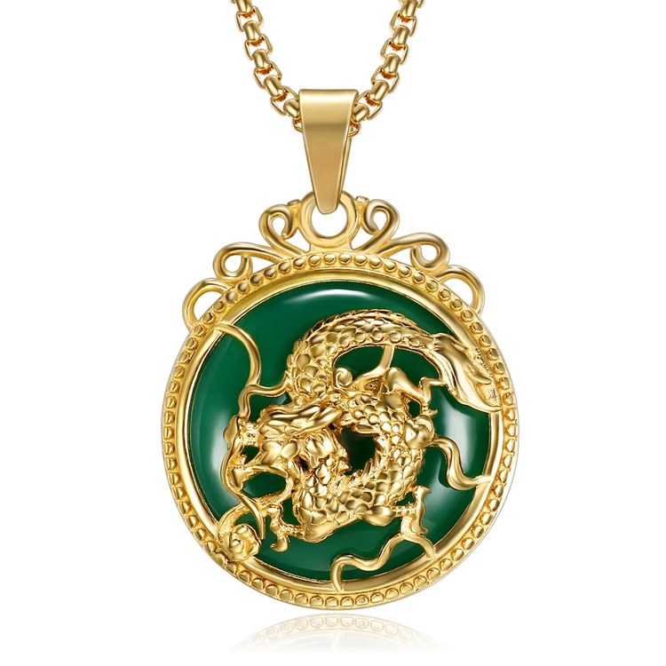 gold plated stainless steel jewelry green jade phoenix necklace animal dragon pendant chain for men gift
gold plated stainless steel jewelry green jade phoenix necklace animal dragon pendant chain for men gift