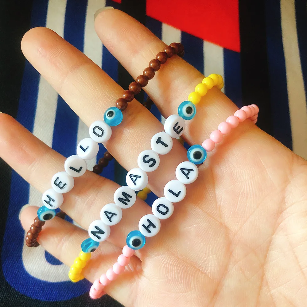 6 Country Language Letter Hello Colorful Beading Handmade Strand Bracelet Acrylic Fashion Women Bracelets & Bangles Pulserias, Picture
6 Country Language Letter Hello Colorful Beading Handmade Strand Bracelet Acrylic Fashion Women Bracelets & Bangles Pulserias, Picture