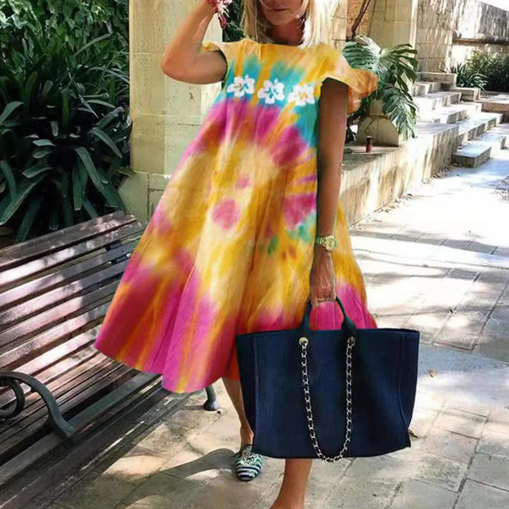 2022 Summer Fashion Ladies Printed Hem Dresses Short Sleeve Midi Dress For Women Loose Casual Dresses
2022 Summer Fashion Ladies Printed Hem Dresses Short Sleeve Midi Dress For Women Loose Casual Dresses