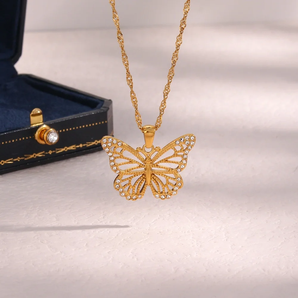 Wholesale Drop Shipping Hollow Out Butterfly Pendant Necklace 18k Gold Plated Stainless Steel Jewelry
Wholesale Drop Shipping Hollow Out Butterfly Pendant Necklace 18k Gold Plated Stainless Steel Jewelry