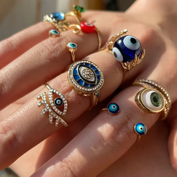 New arrival Gold plated enamel epoxy zircon blue evil eye open adjustable rings men women 2022
New arrival Gold plated enamel epoxy zircon blue evil eye open adjustable rings men women 2022