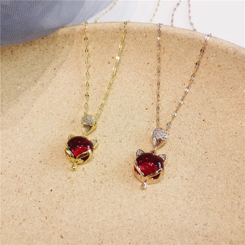 Designer Luxury Ladies Stainless Steel Red Stone Rhinestone Crystal Necklace Popular Brands
Designer Luxury Ladies Stainless Steel Red Stone Rhinestone Crystal Necklace Popular Brands