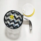 mini round small Clear PVC Cosmetic Pouch bag With black PVC handle
