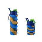 Free Sample Eco-friendly Lightweight 500 ml Silicone Folding Collapsible Water Bottle BPA Free