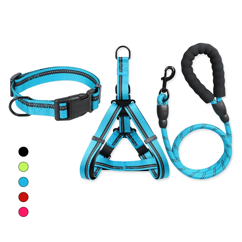 Hot sellers pet products soft handle adjustable reflective nylon collar pet harness set
Hot sellers pet products soft handle adjustable reflective nylon collar pet harness set