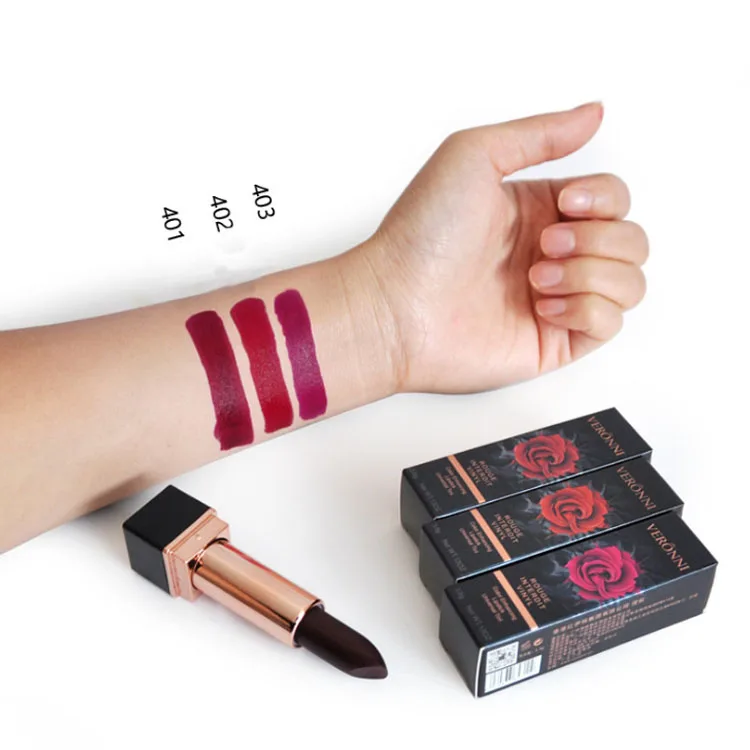 VERONNI Wholesale makeup your own logo waterproof long lasting 3 colors Charm Black Rose Lipstick
VERONNI Wholesale makeup your own logo waterproof long lasting 3 colors Charm Black Rose Lipstick