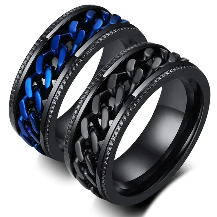 Knurling spinner chain rings modern simple fashion bijoux fine titanium steel anxiety fidget jewelry customize wedding bands B2Z
Knurling spinner chain rings modern simple fashion bijoux fine titanium steel anxiety fidget jewelry customize wedding bands B2Z