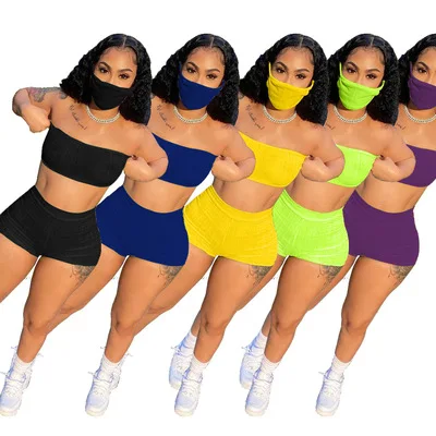 custom logo 2021 summer lady tracksuit biker clothing women two piece tube top and shorts set, White, yellow, gray, green, black, pink, blue
custom logo 2021 summer lady tracksuit biker clothing women two piece tube top and shorts set, White, yellow, gray, green, black, pink, blue