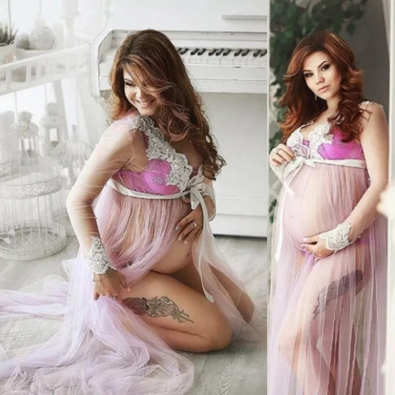 Pregnancy Women Lace Dresses Sexy Hollow Out Pregnancy Dress Bow Design Long Maternity Clothes, Pink,skin,light blue,wine
Pregnancy Women Lace Dresses Sexy Hollow Out Pregnancy Dress Bow Design Long Maternity Clothes, Pink,skin,light blue,wine