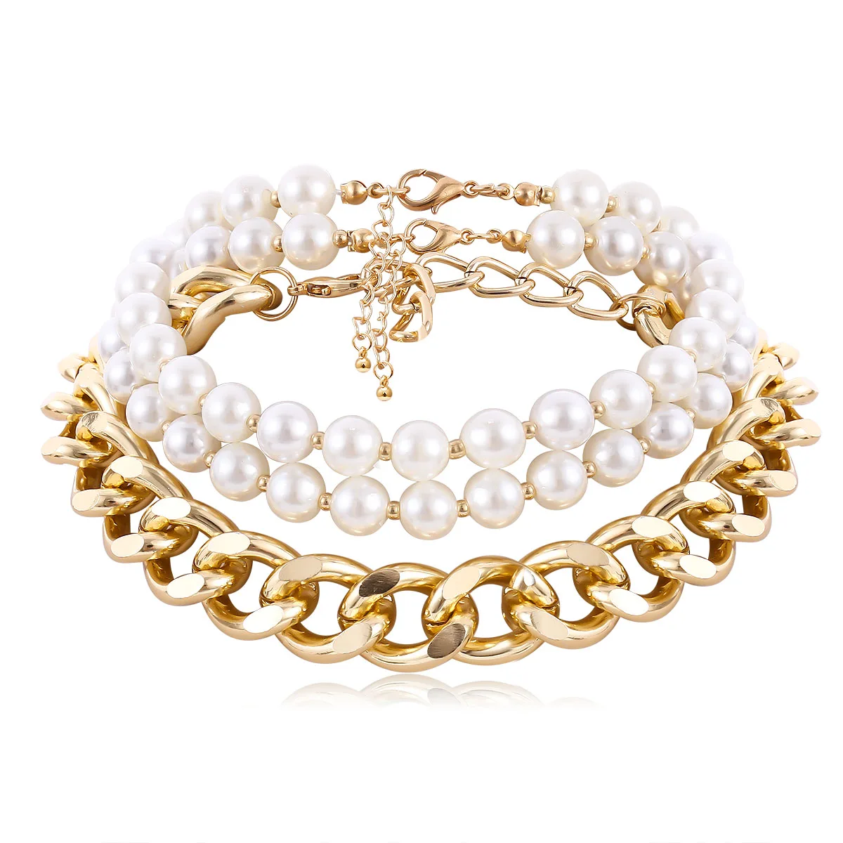 Punk temperament generous Necklace Set female personality exaggeration thick chain imitation pearl necklace
Punk temperament generous Necklace Set female personality exaggeration thick chain imitation pearl necklace